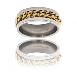 Bague Acier Argent Doré pour Homme ROYAL