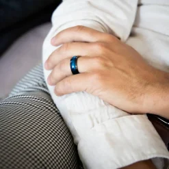 Bague Acier Bleu Mâte Homme BANGA