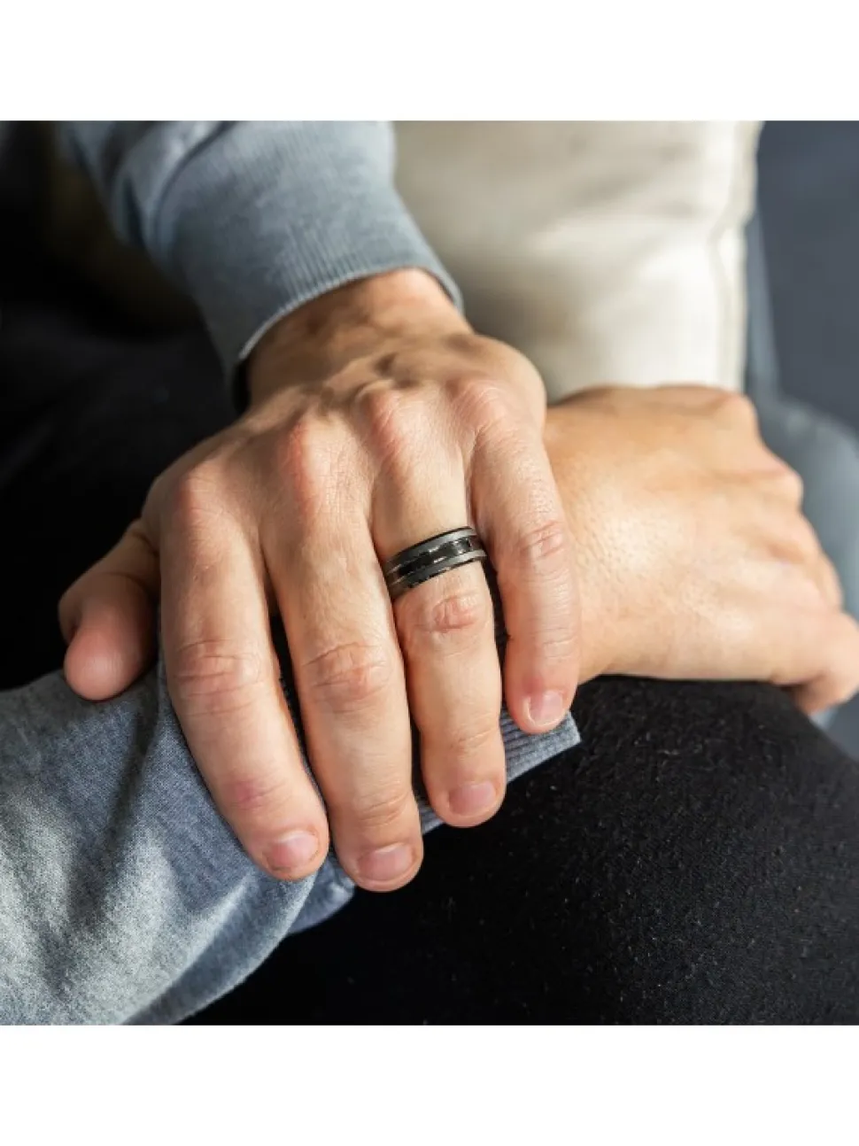 Bague Anneau A bas Prix Homme Acier Noir