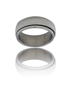 Bague Anneau Homme Acier Argenté