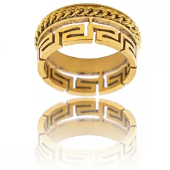 Bague Anneau Homme Acier Doré CALIMA