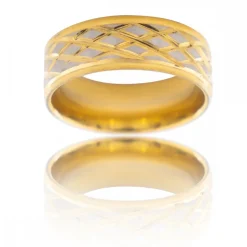 Bague Anneau Homme Acier Doré LASERA