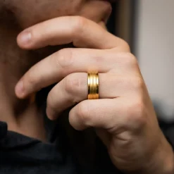 Bague Anneau Homme Acier Doré PAYA
