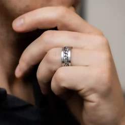 Bague Anneau Homme Acier CHAINA