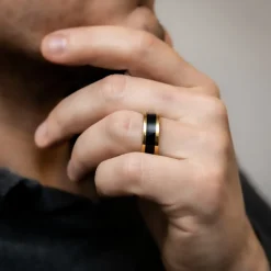 Bague Anneau Homme Acier Doré LACA