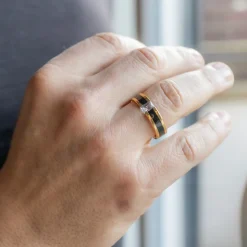 Bague Anneau Homme Acier Doré ALTAIR
