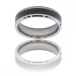 Bague Anneau Homme Carbone et Acier ALIX