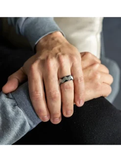 Bague Anneau Pas cher Homme Acier Noir