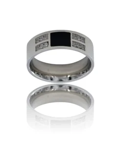 Bague Anneau pour Homme Acier Argenté