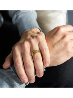 Bague Anneau pour Homme Acier Doré