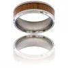 Bague Anneau pour Homme en Acier Argenté Bois