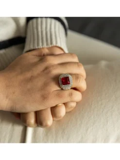 Bague de Femme en Acier Doré Ornée Zirconium