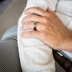 Bague en Acier Doré Noir Homme ROYAL