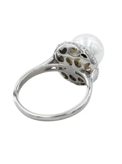 Bague Femme Acier avec Perle Ornée Zirconium