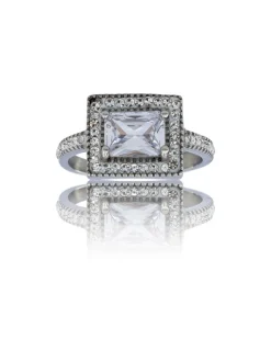 Bague Femme Acier Ornée avec Zirconium