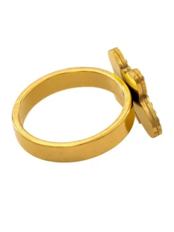 Bague Femme avec Papillon Acier Doré Ornée Zirconium