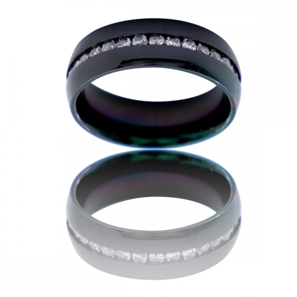 Bague Femme Couleur Noire Ornée Zirconium TILIA