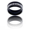 Bague Femme en Acier Noir Ornée Strass