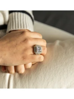 Bague Femme Petit Prix Acier Doré Ornée Zirconium
