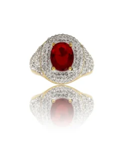 Bague Femme Prix Bas en Acier Doré Ornée Zirconium