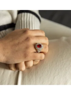 Bague Femme Prix Bas en Acier Doré Ornée Zirconium