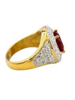 Bague Femme Prix Bas en Acier Doré Ornée Zirconium