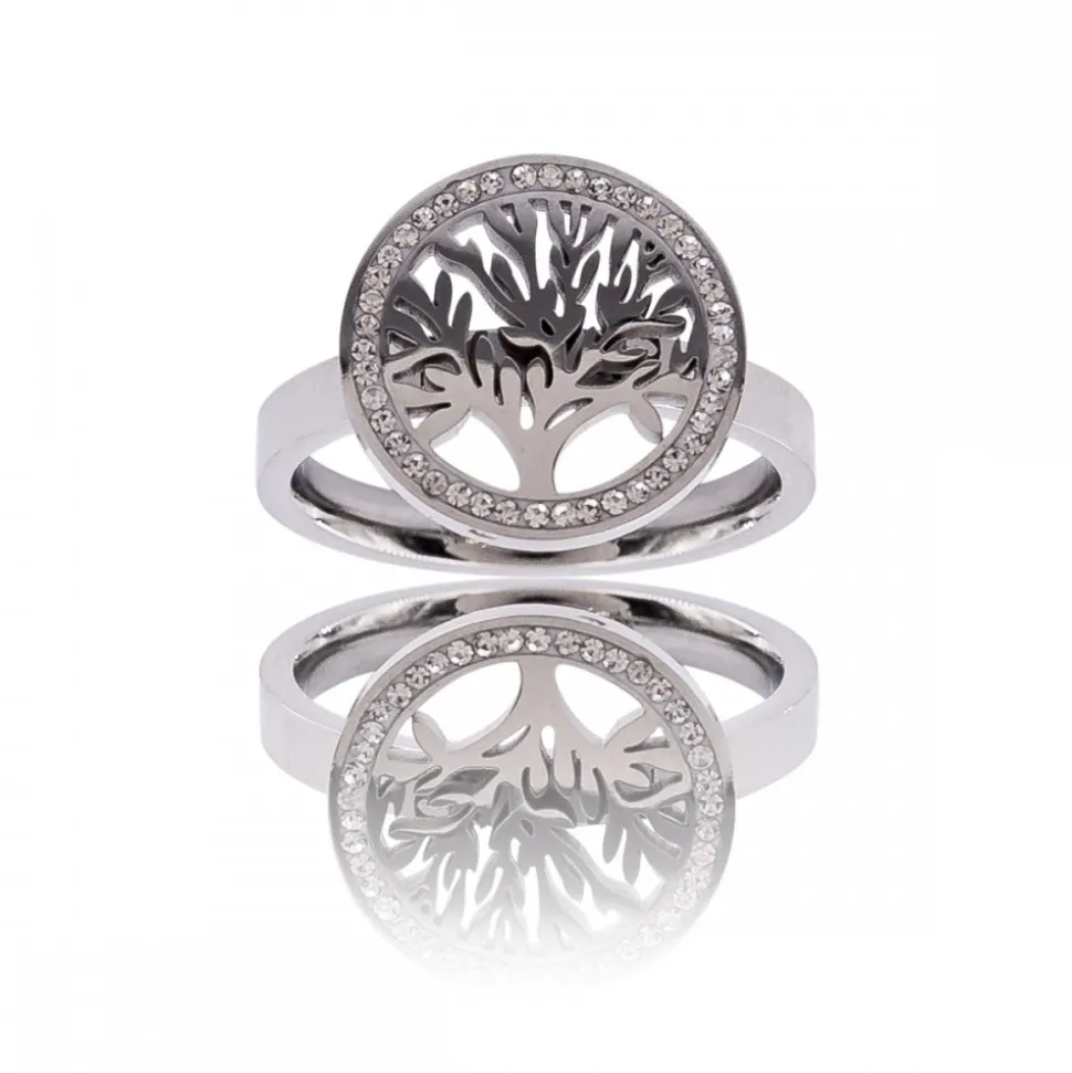 Bague Femme Tendance Acier Ornée Zirconium