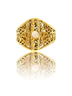 Bague Originale Femme Acier Doré