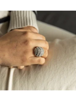 Bague Originale Femme Acier Ornée Zirconium