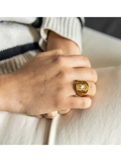 Bague Originale Femme Acier Doré