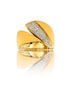 Bague pour Femme Acier Doré Ornée avec Zirconium