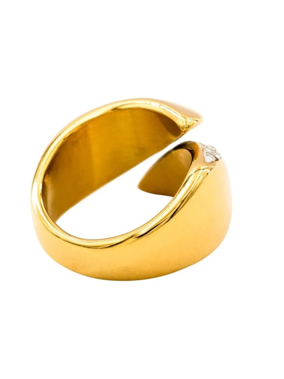Bague pour Femme Acier Doré Ornée avec Zirconium