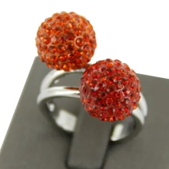 Bague pour Femme Boules Strass Rouges DAPHNEE