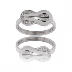 Bague Tendance Femme Acier Ornée Zirconium