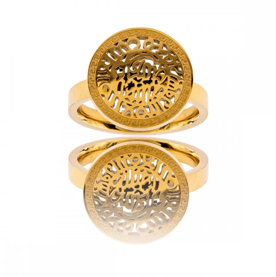 Belle Bague Femme Acier Dorée