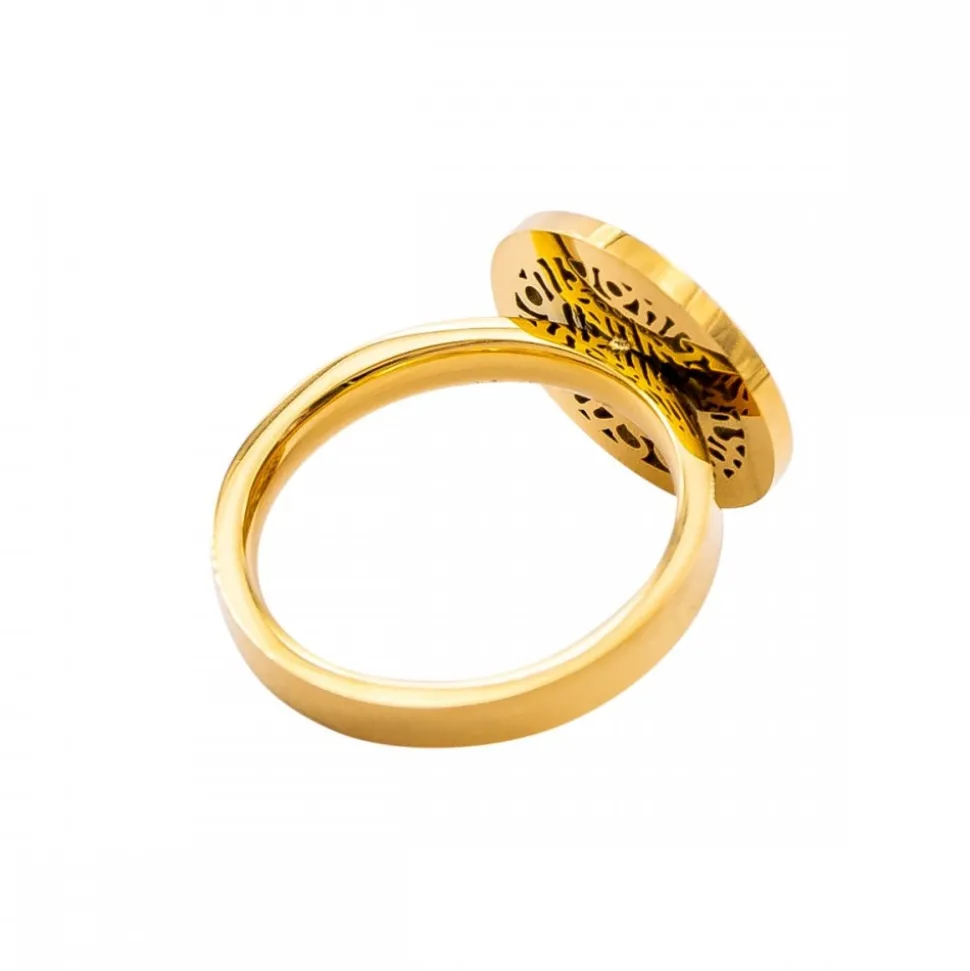 Belle Bague Femme Acier Dorée