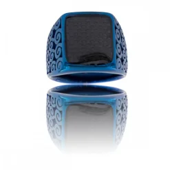 Chevalière Acier Couleur Bleu Homme CARBA