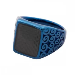 Chevalière Acier Couleur Bleu Homme CARBA