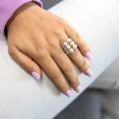 Coffret Bague Femme Acier Perle