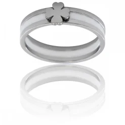 Coffret Bague Femme Céramique Acier Trêfle