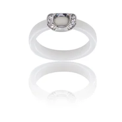 Coffret Bague Femme Céramique Ornée de Zirconium