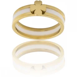 Coffret Bague Femme Céramique Acier Trêfle