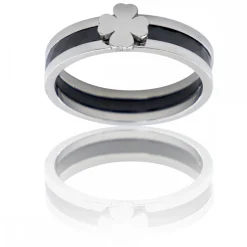 Coffret Bague Femme Céramique Acier Trêfle