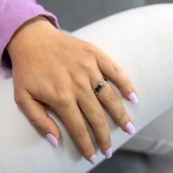 Coffret Bague Femme Céramique Acier Trêfle