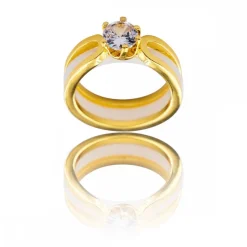 Coffret Bague Femme Originale Trois en Une Céramique Ornée Zirconium