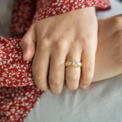 Coffret Bague Femme Originale Trois en Une Céramique Ornée Zirconium