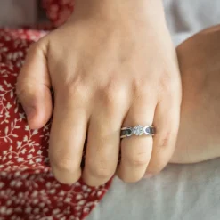 Coffret Bague Femme Trois en Une en Céramique Ornée Zirconium