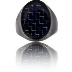 Coffret Chevalière Homme Acier Bleu CARBONA