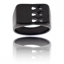Coffret Chevalière Homme Acier Noir GRIFFONA