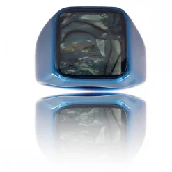 Coffret Chevalière Homme Acier Bleu MARBRA
